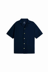 Cotton Pique Resort Collar Shirt - Oxford Blue
