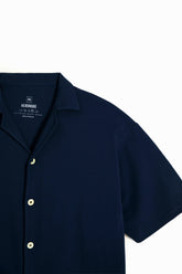 Cotton Pique Resort Collar Shirt - Oxford Blue