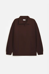 Oversized Knitted Full Polo - British Tan