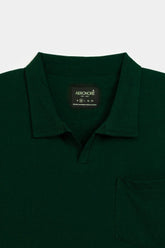 Cotton Relax Fit Pocket Polo - Forest Green