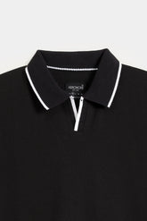 Jacquard Collar Polo Shirt - Midnight Black