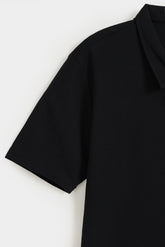 Cotton Pique Soft Collar Shirt - Raven Black