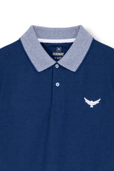 Contrast Jacquard Collar Polo Shirt - High Seas