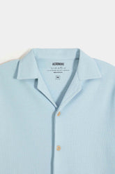 Cotton Pique Resort Collar Shirt - Maya Blue