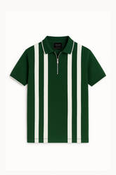 Cotton Panel Polo - Forest
