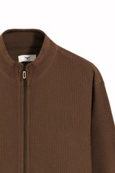 Thermal Mock Neck Full Zipper - Saddle Brown
