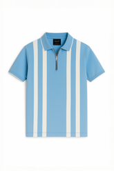 Cotton Panel Polo - Maya Blue
