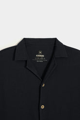 Cotton Pique Resort Collar Shirt - Carbon Black