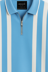 Cotton Panel Polo - Maya Blue