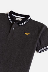 Contrast Tipping Collar Polo Shirt - Charcoal