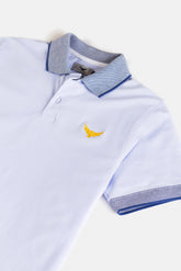 Contrast Jacquard Collar Polo Shirt - Bleu de France