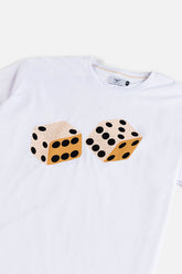 Cotton Dice Print T Shirt - White