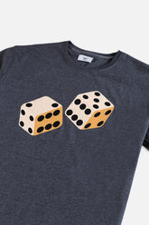 Cotton Dice Print T Shirt - Charcoal