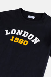 Cotton London Print T Shirt - Black