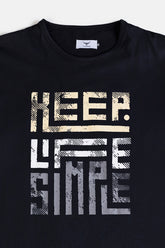 Cotton Life Print T Shirt - Black