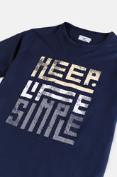 Cotton Life Print T Shirt - Navy Blue