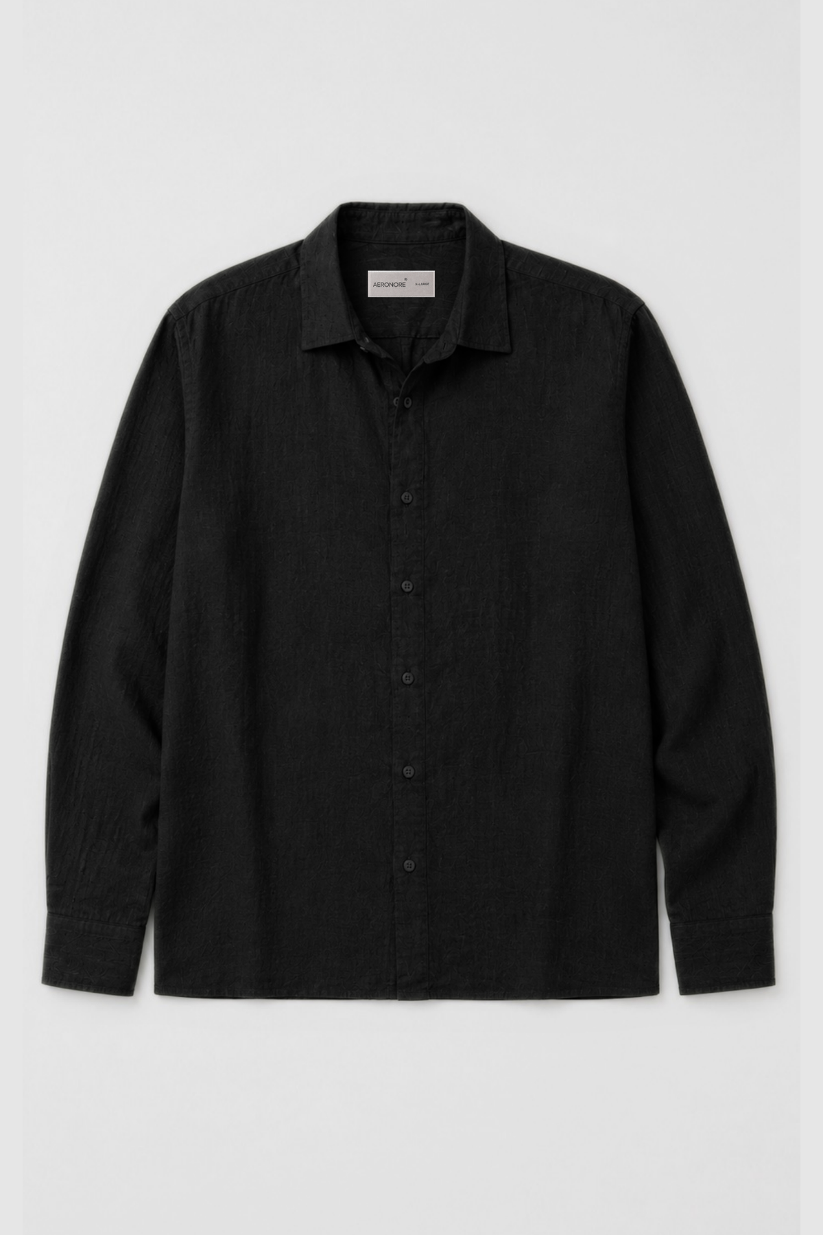Irish Linen Long-Sleeve Shirt - Midnight Black
