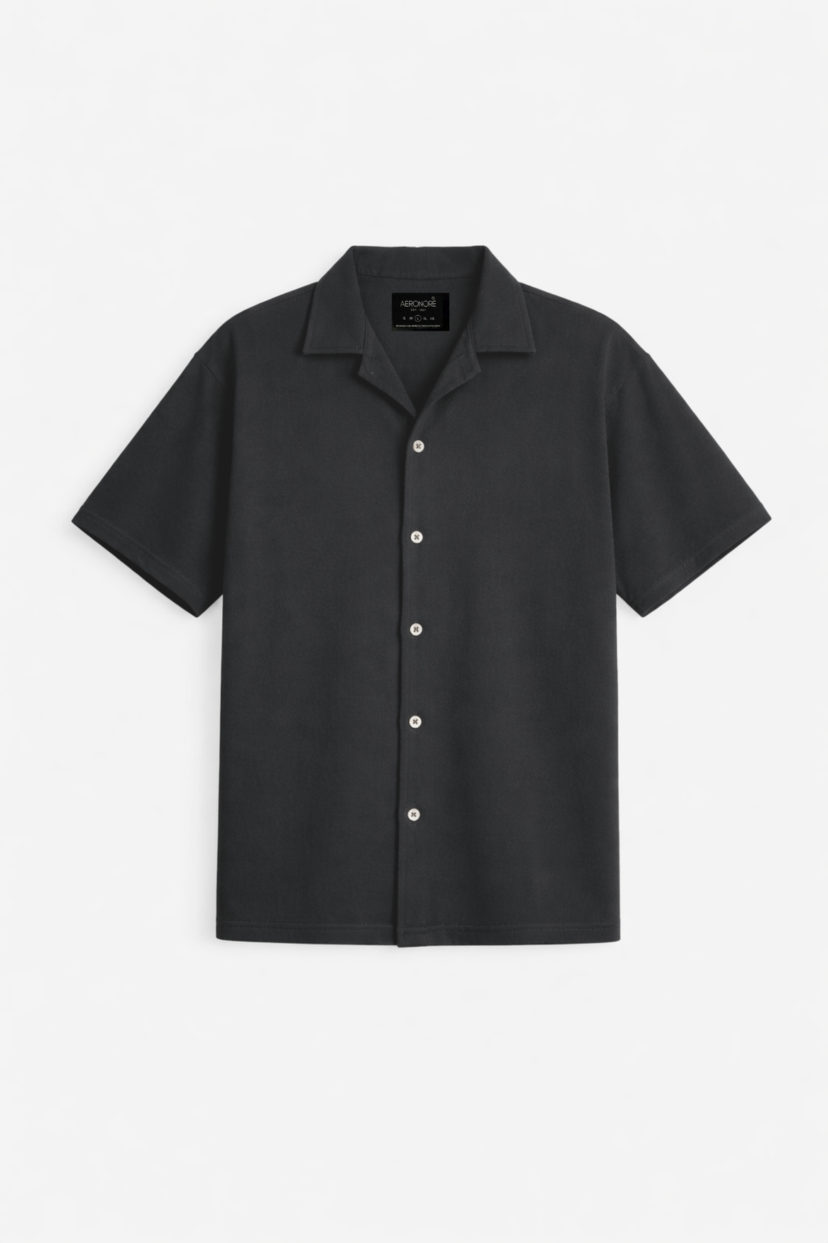Cotton Pique Resort Collar Shirt - Nordic Coal