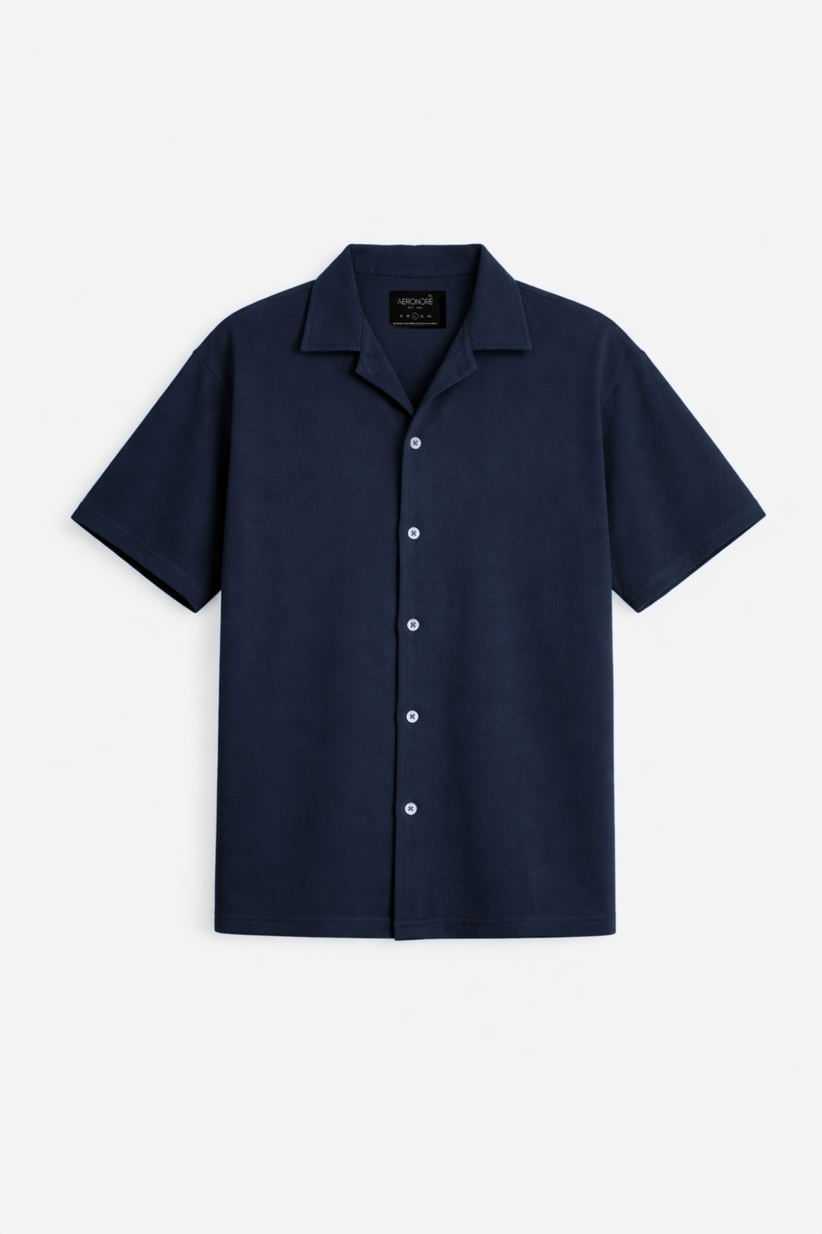 Cotton Pique Resort Collar Shirt - Oxford Blue