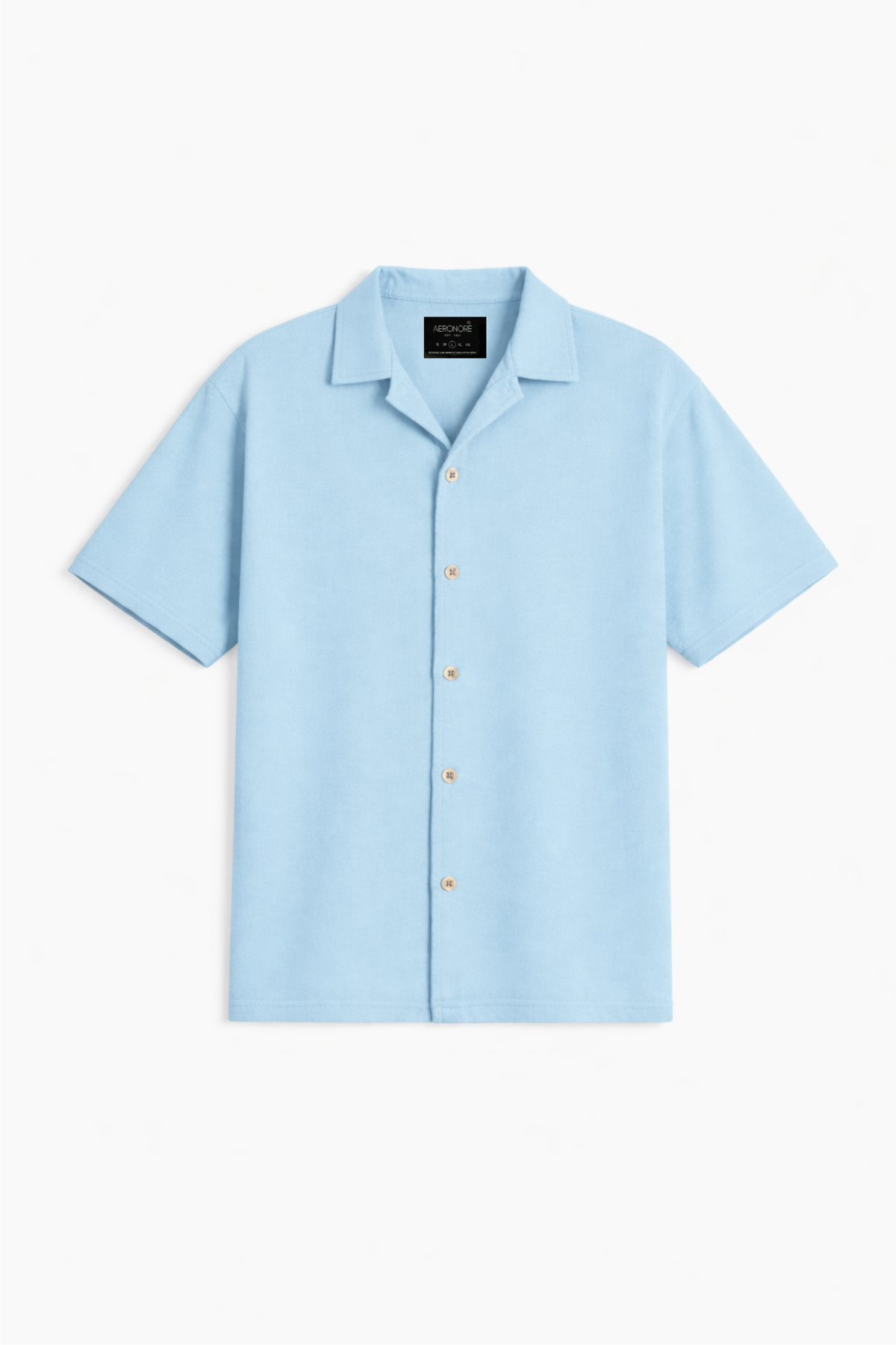 Cotton Pique Resort Collar Shirt - Maya Blue
