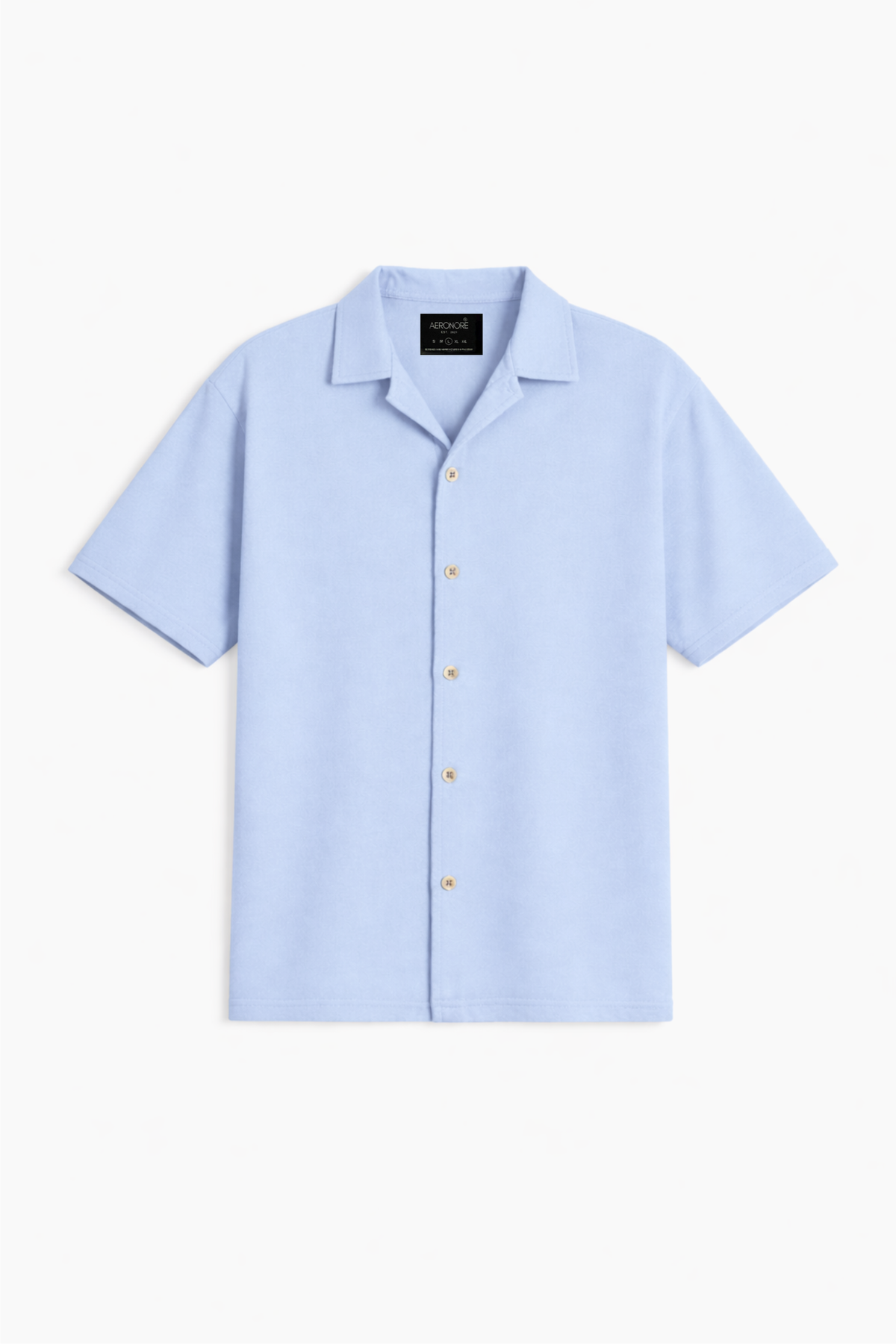 Cotton Resort Collar Shirt - Carolina Blue