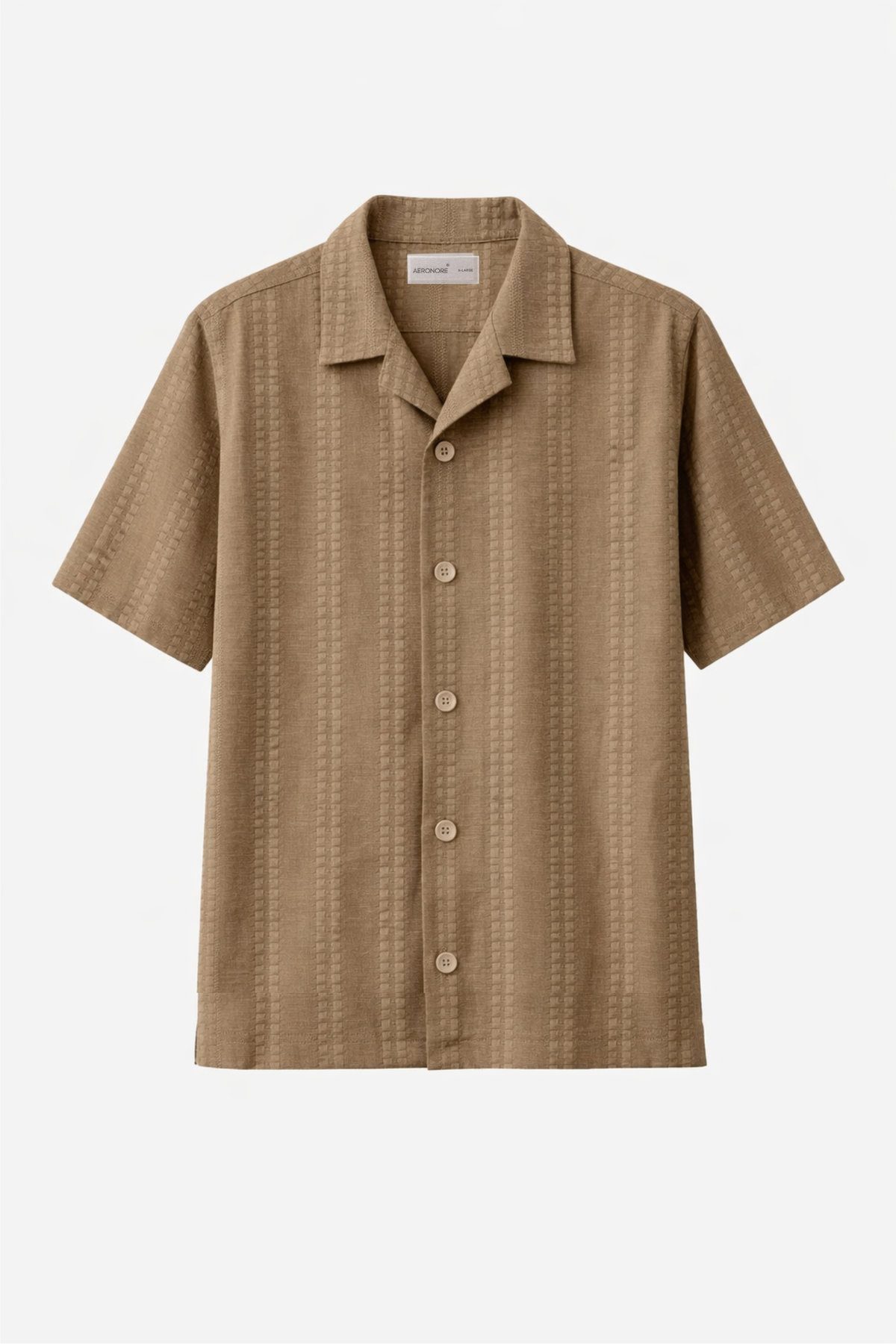 Ladderweave Modal Cuban Shirt – Sandstone