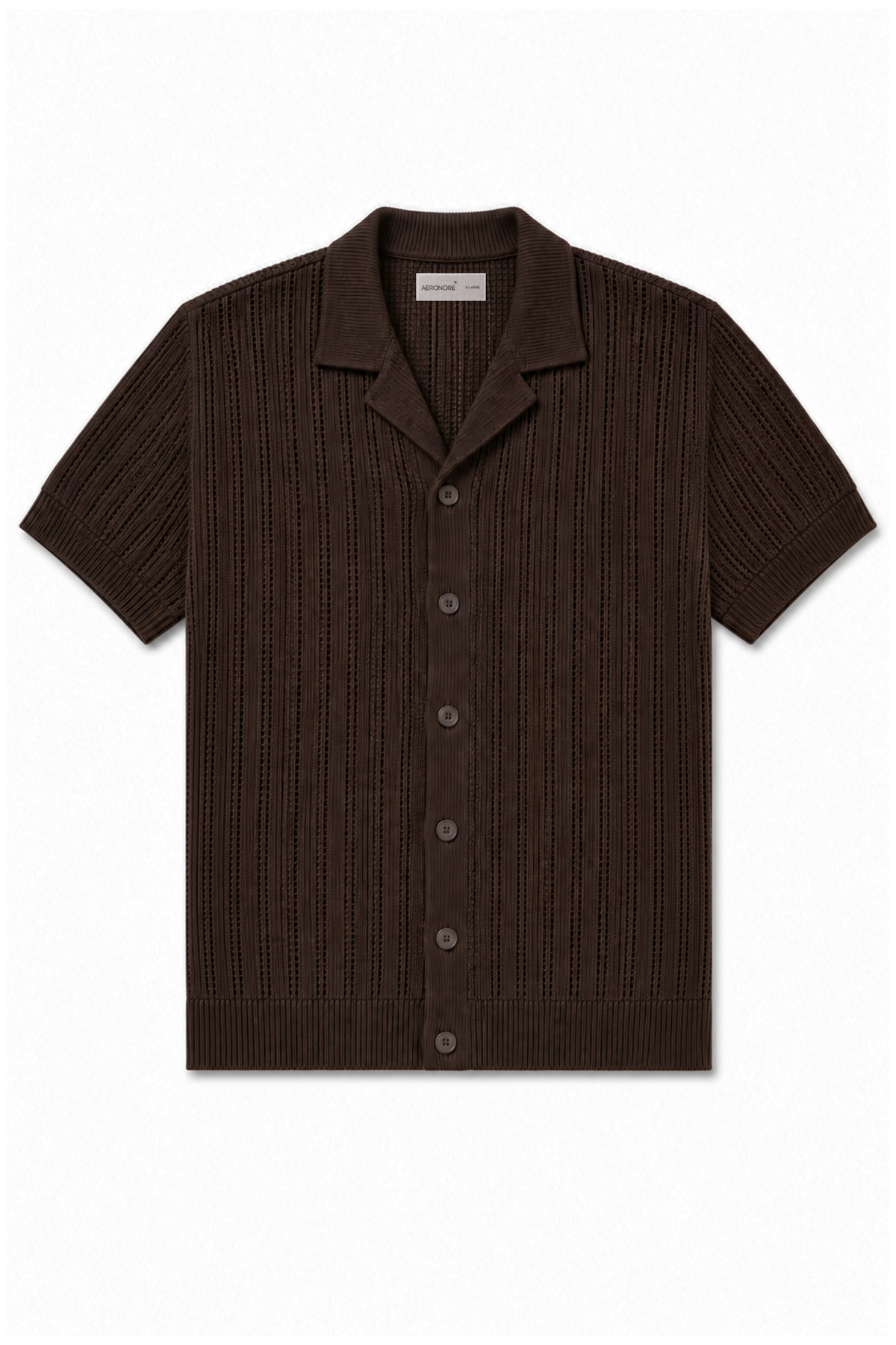 Cotton Textured Cuban Shirt - Brunette