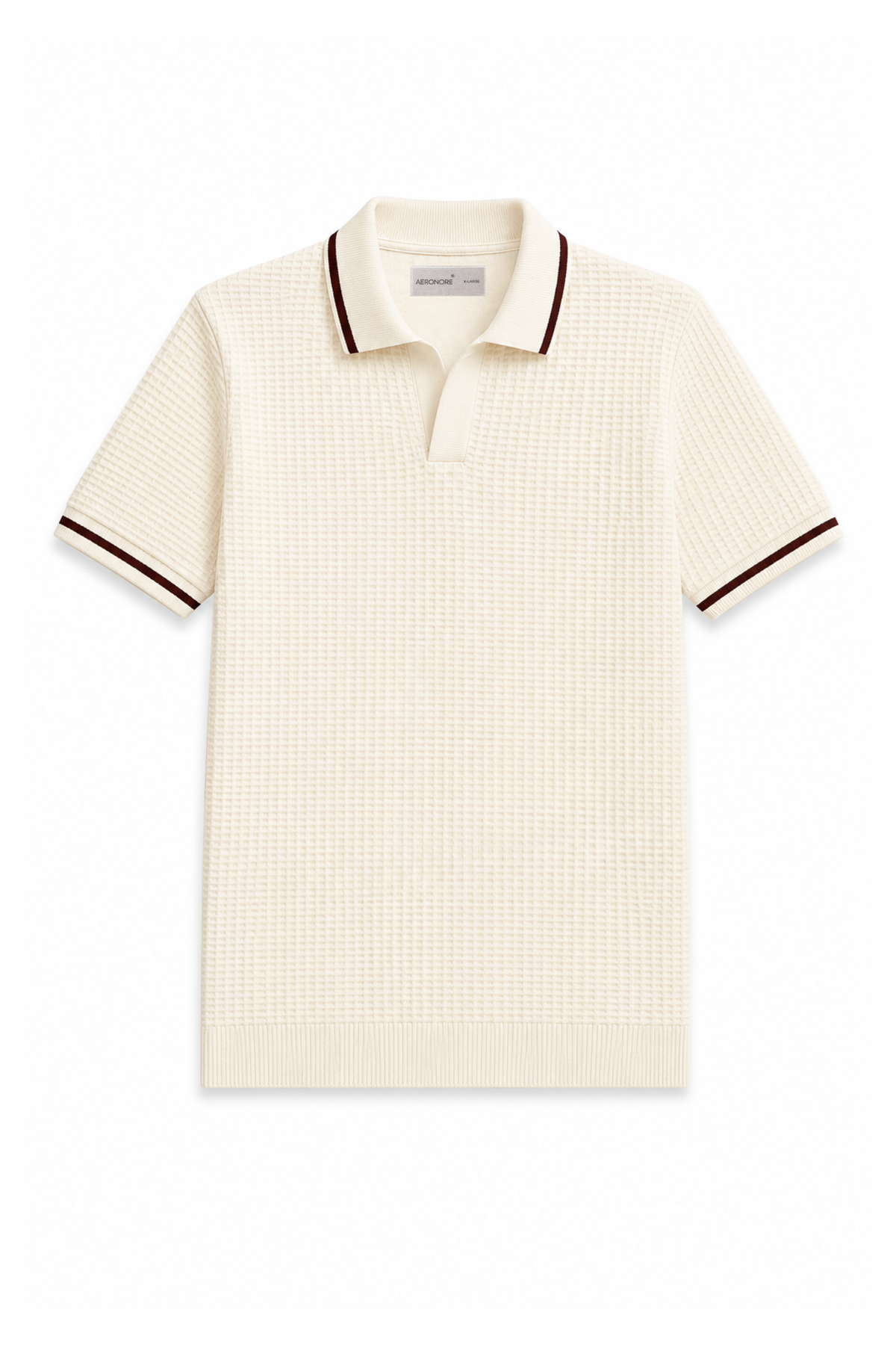 Cotton Waffle Knit Tipping Polo - Ivory