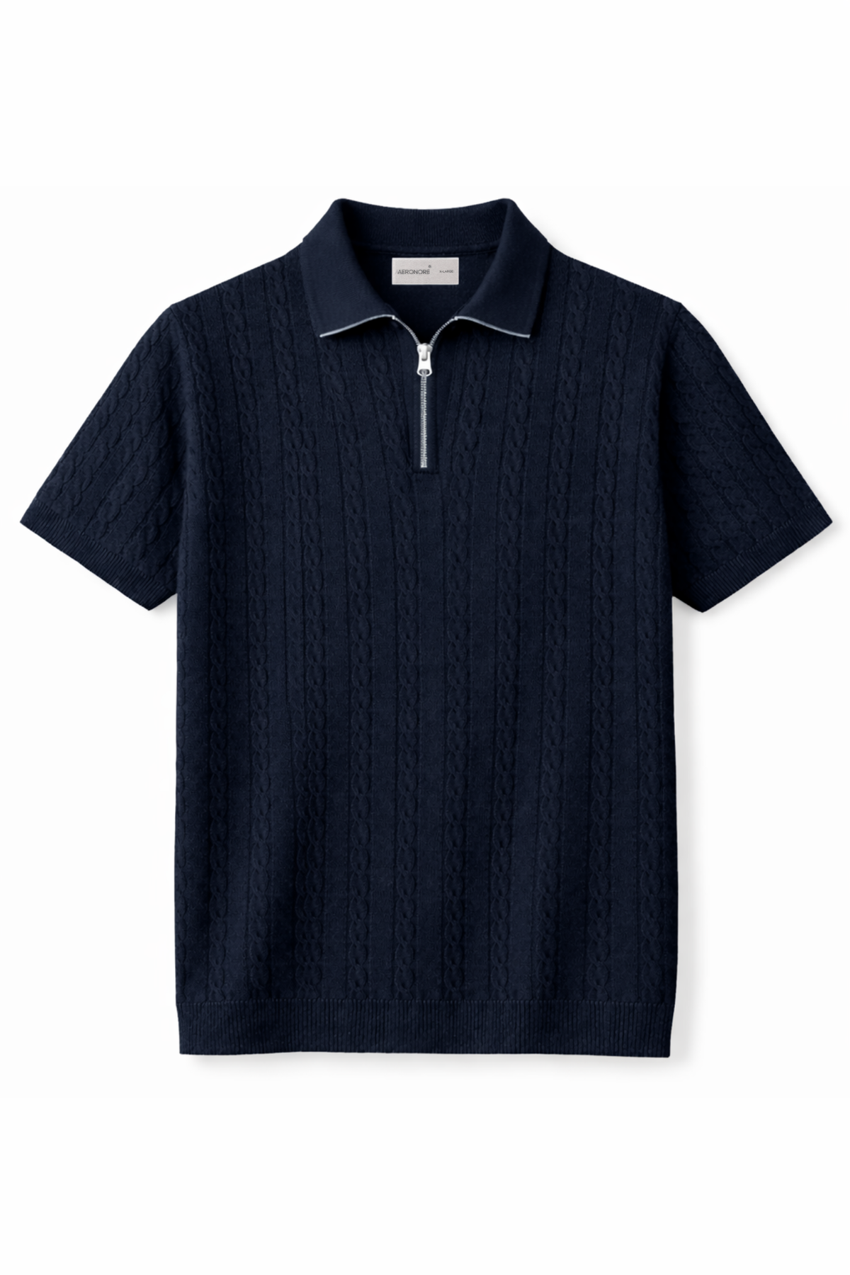 Cotton Cable Knit Half-Zip Polo – Royal Navy