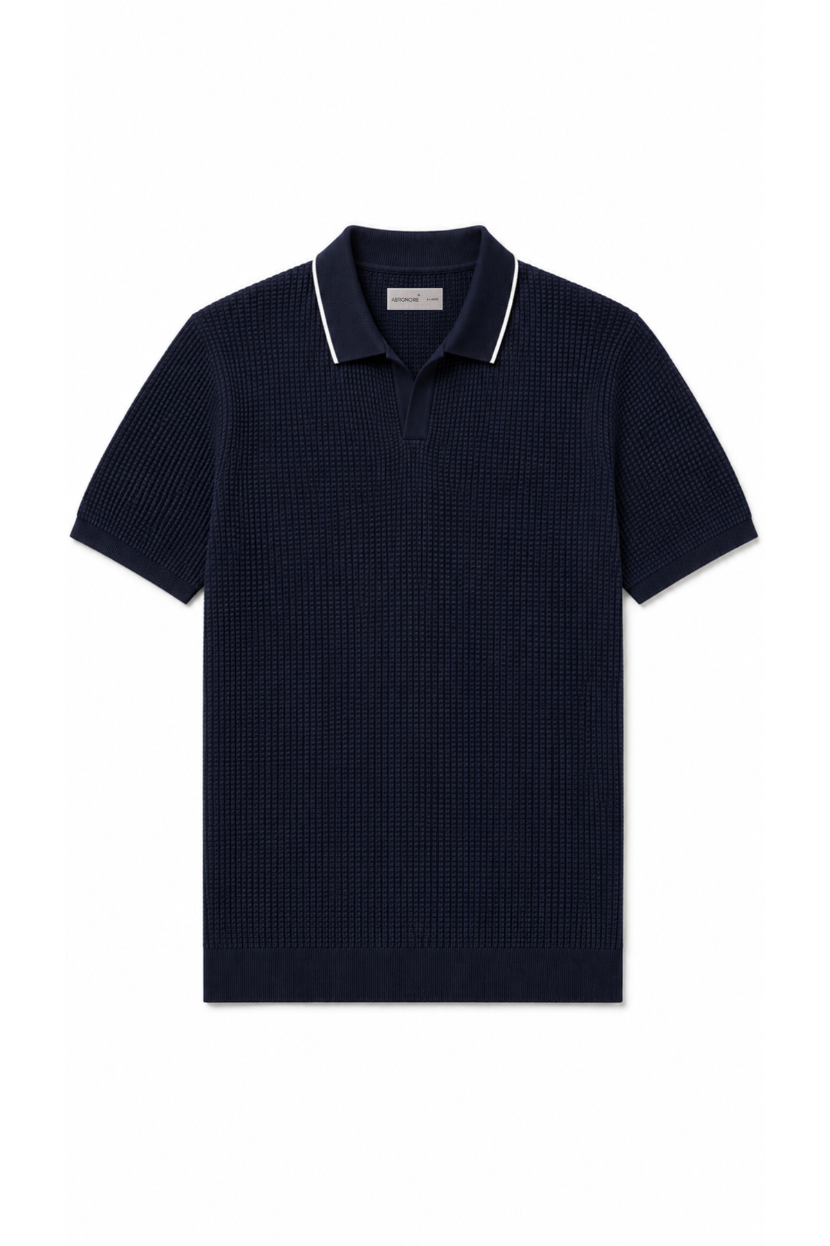 Cotton Waffle Knit Tipping Polo - Royal Navy
