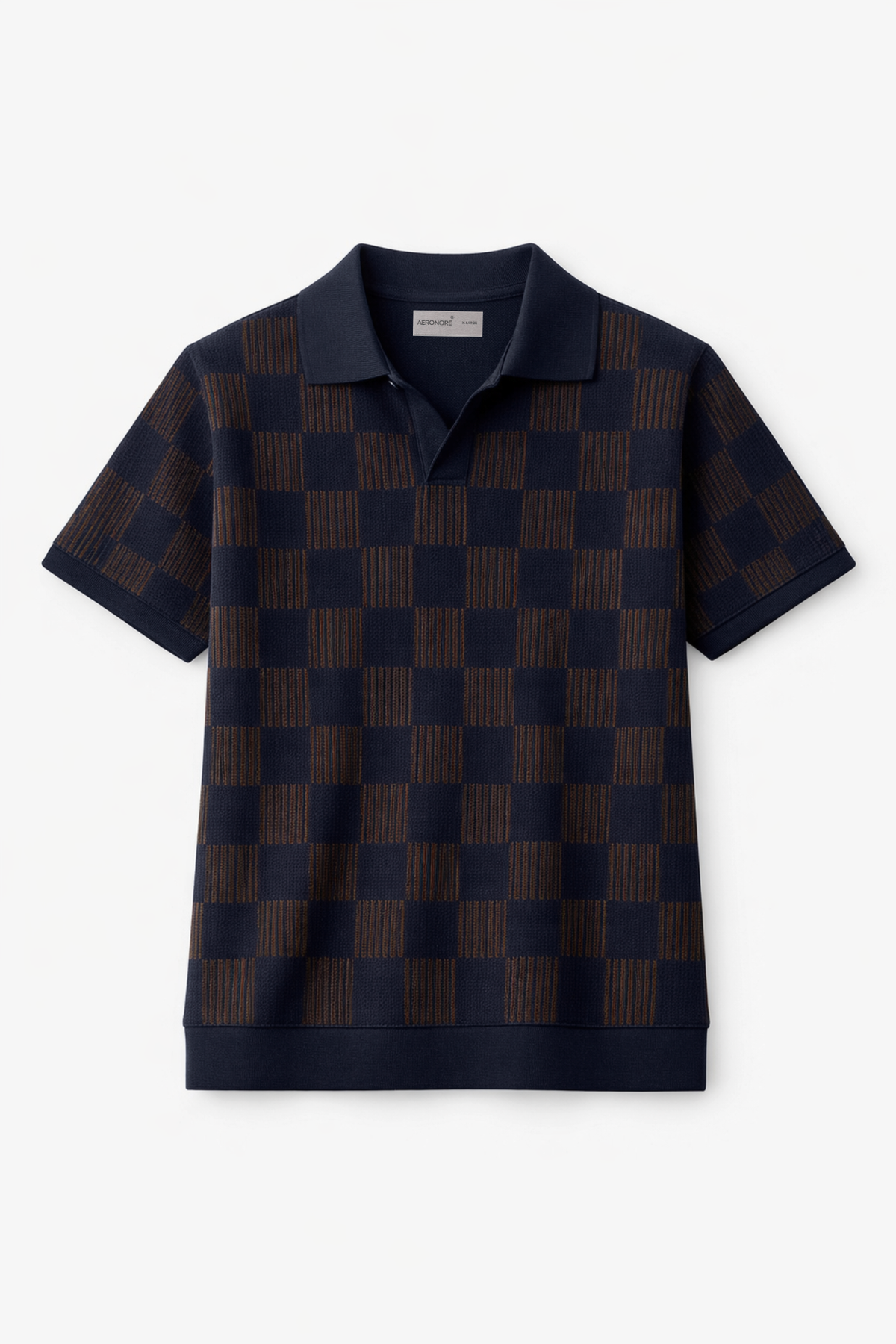 Cotton Truffle Check Knit Polo – Monaco