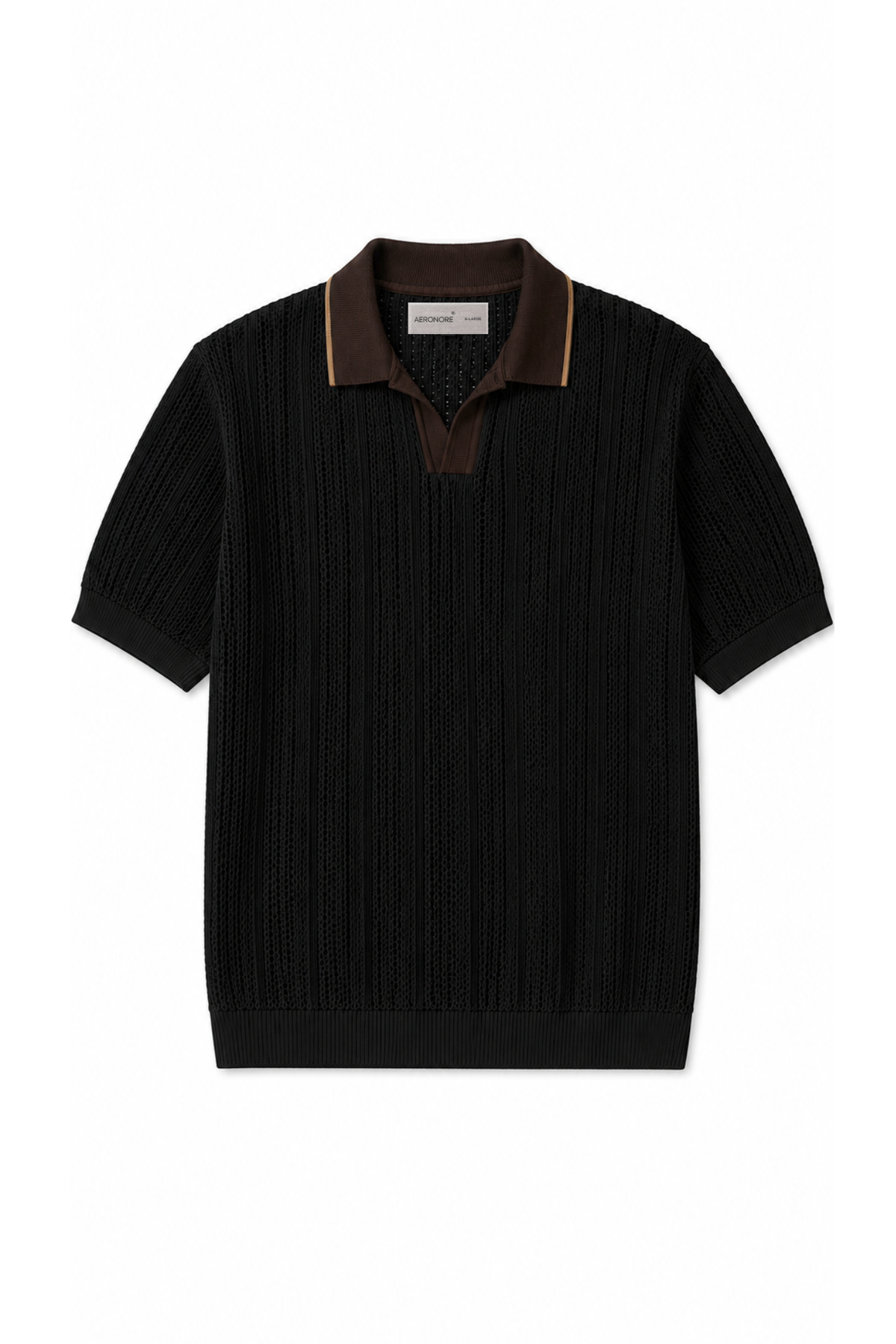 Heritage Jacquard Knit Polo – Raven Black