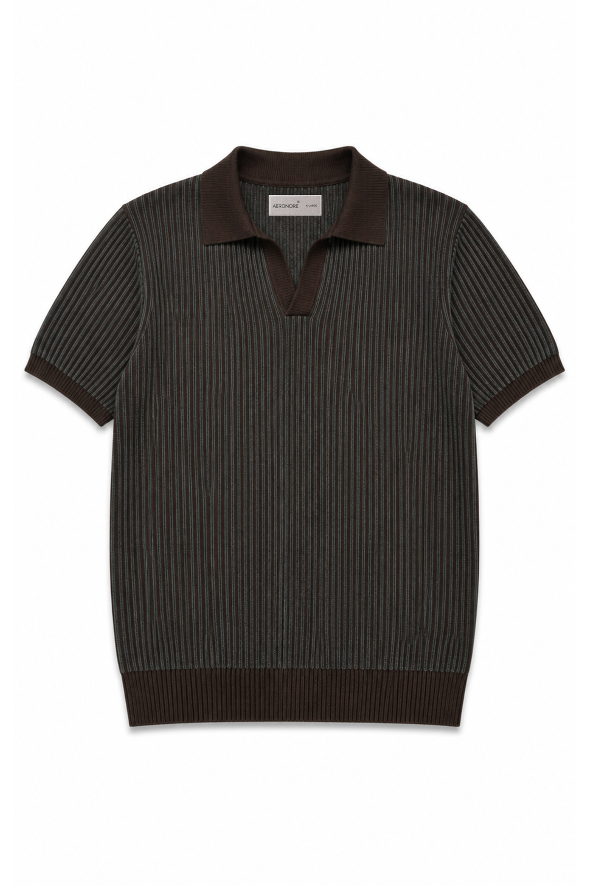 Jacquard Cotton Knit Polo – Espresso Olive