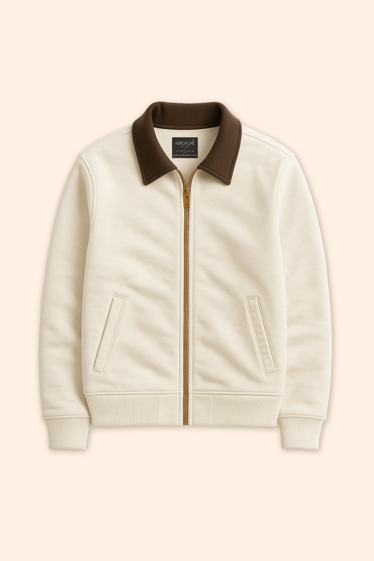 Heritage Contrast-Collar Fleece Zipper - Ivory