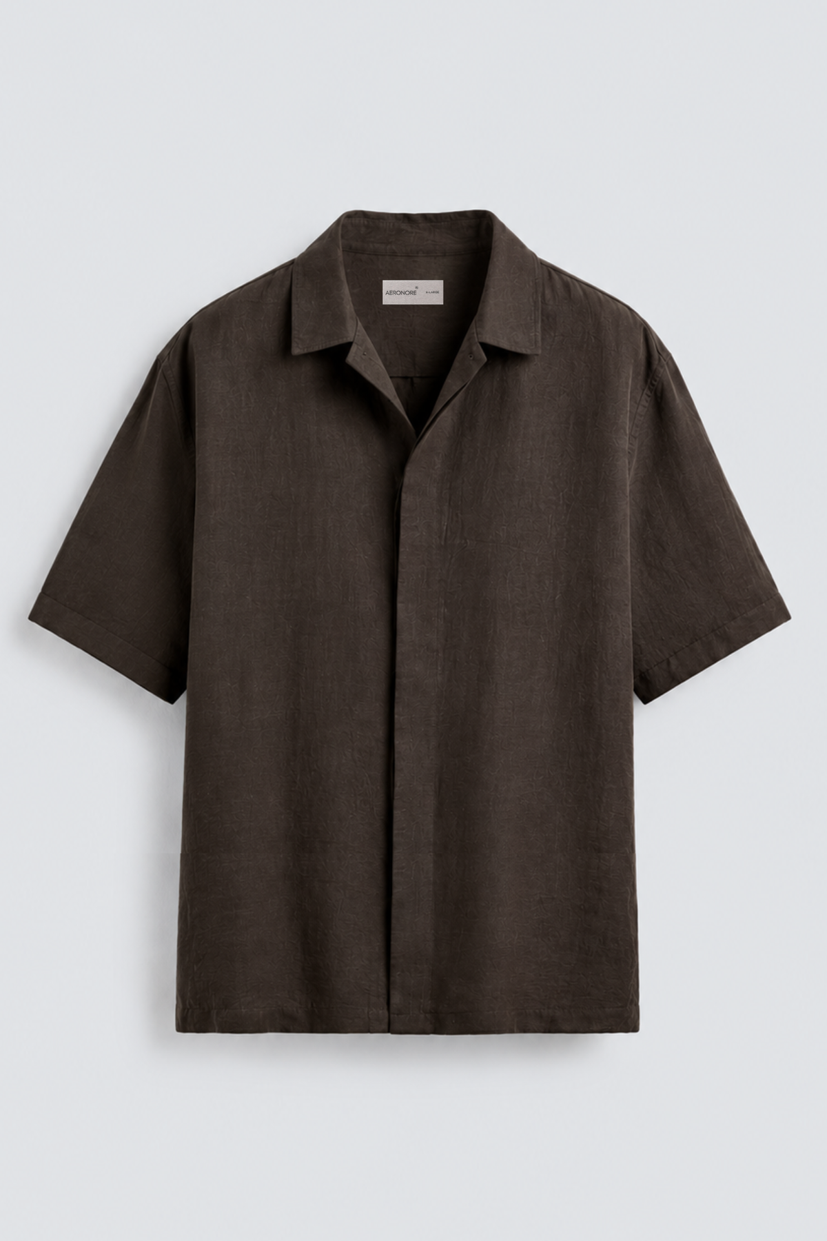 Irish Linen Concealed Placket Shirt – Dark Espresso