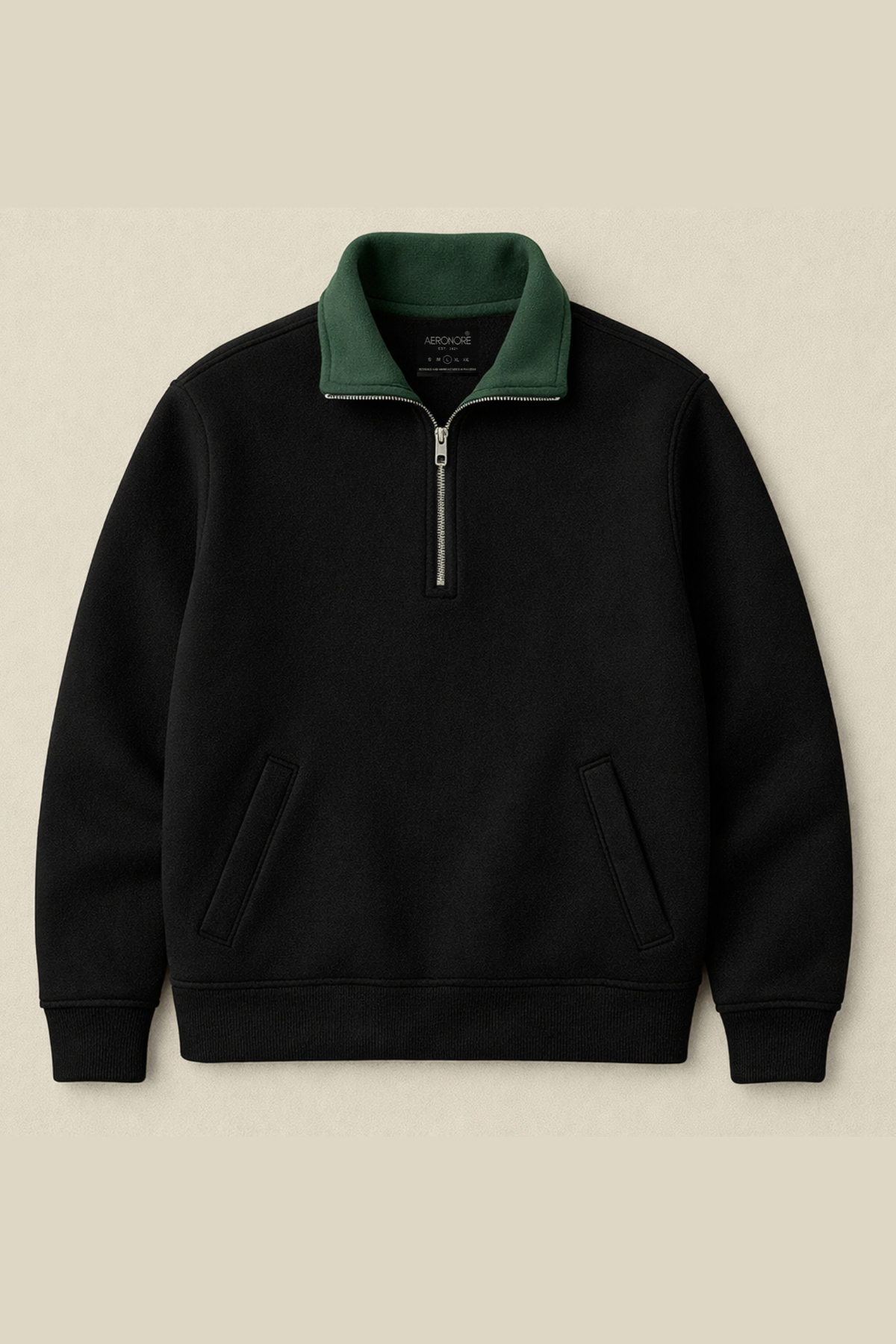 Old Money Half Zip Fleece Sweater - Carbon Black