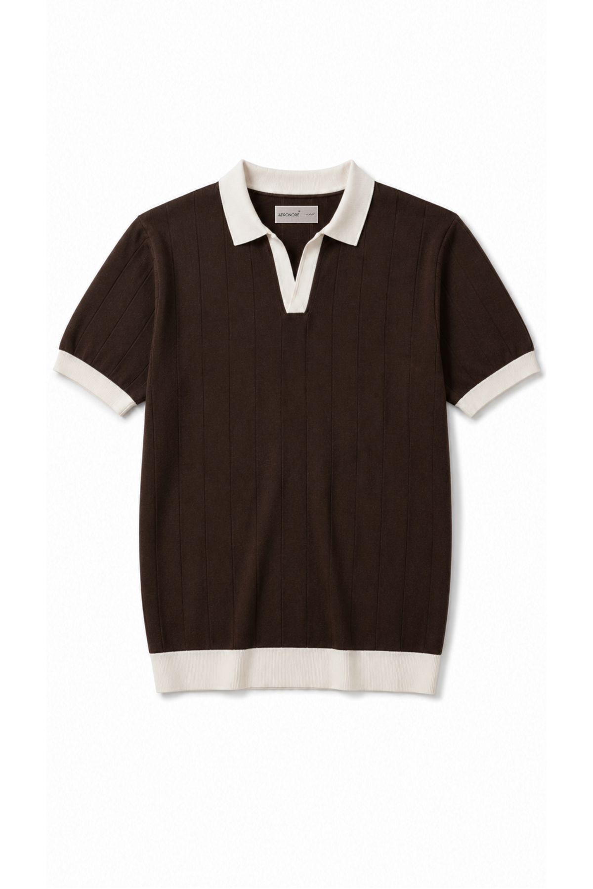 Vintage Knit Drop Needle Polo – Espresso