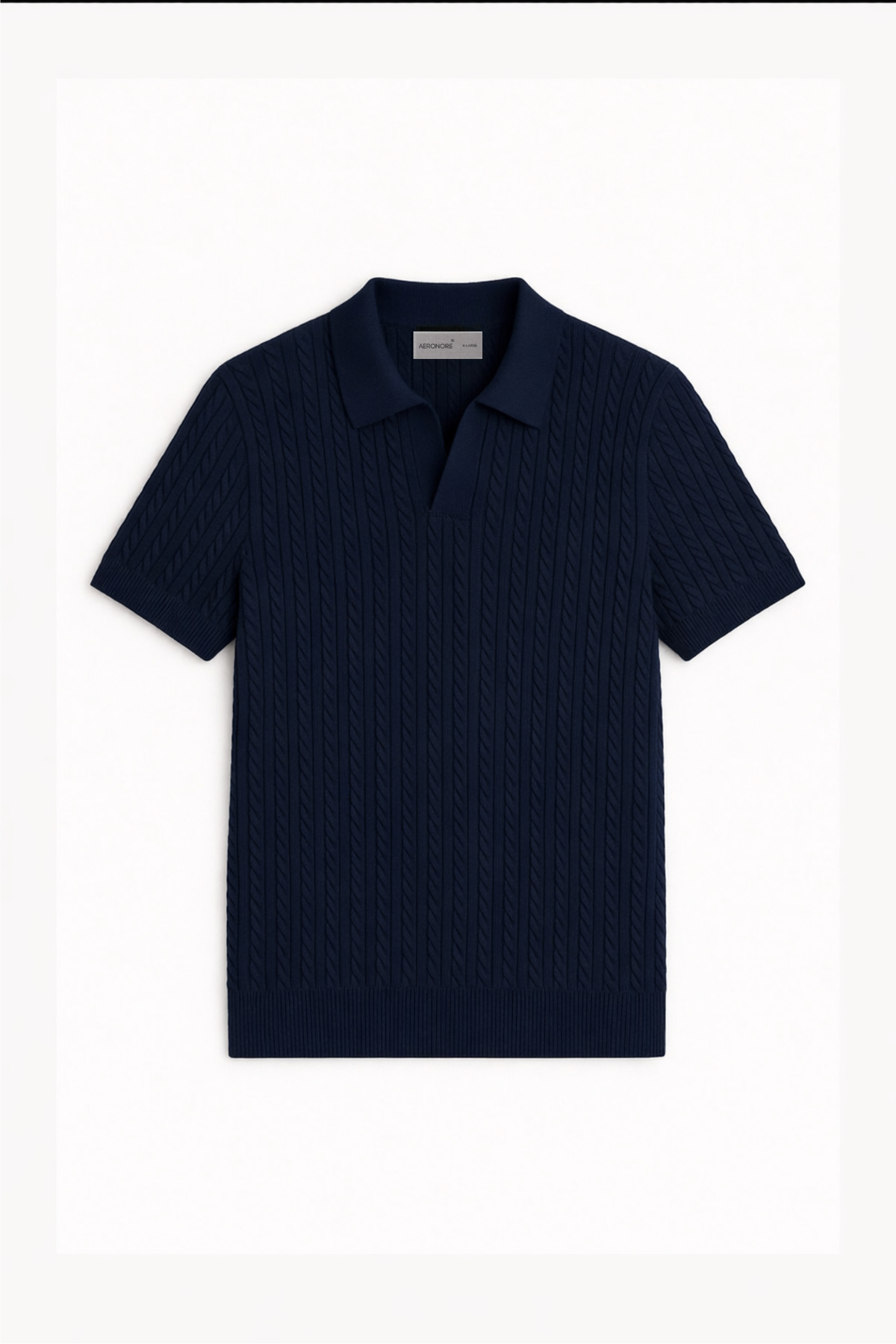 Cotton Cable Knit Polo - Imperial Navy