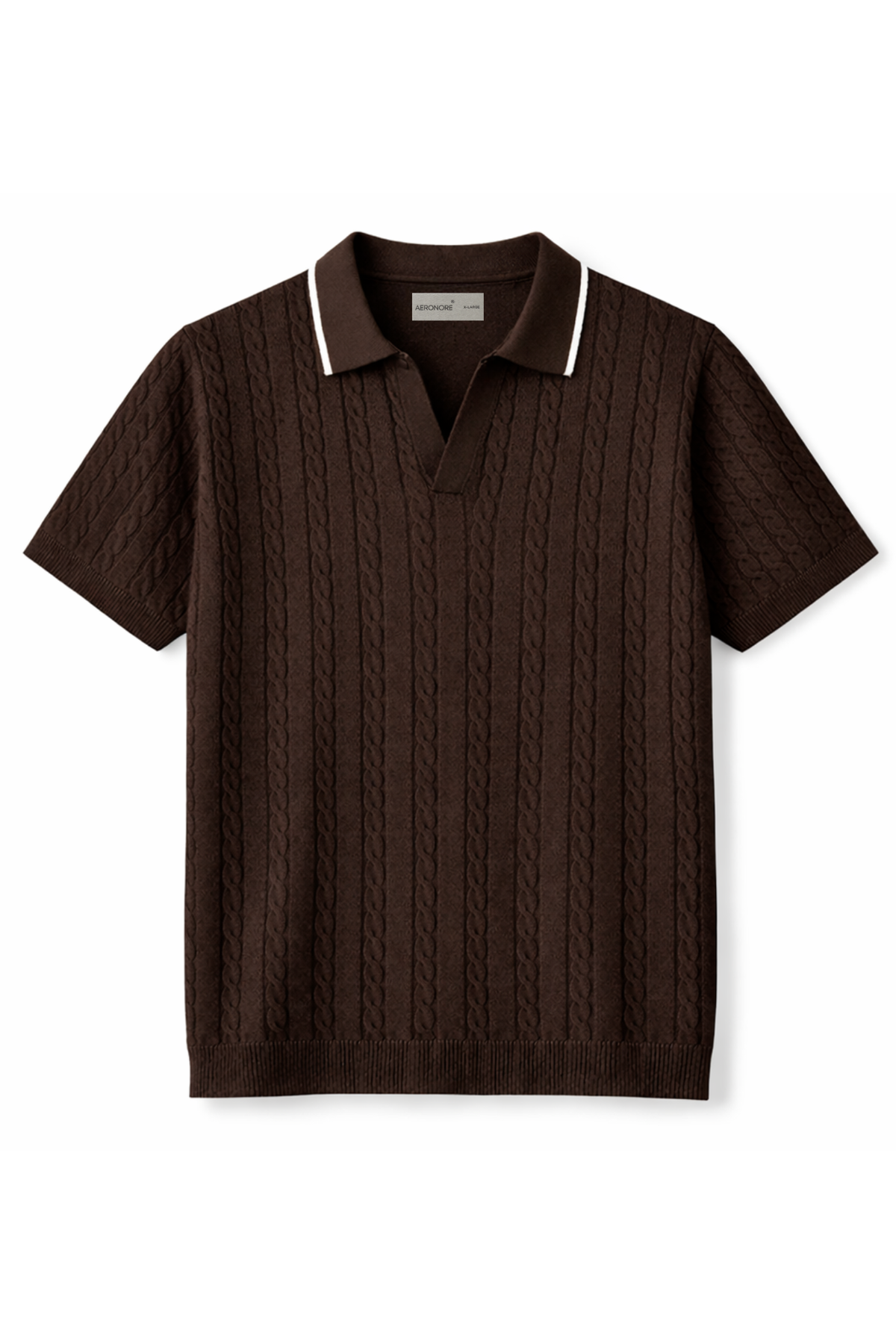 Cotton Cable Knit Polo - British Tan