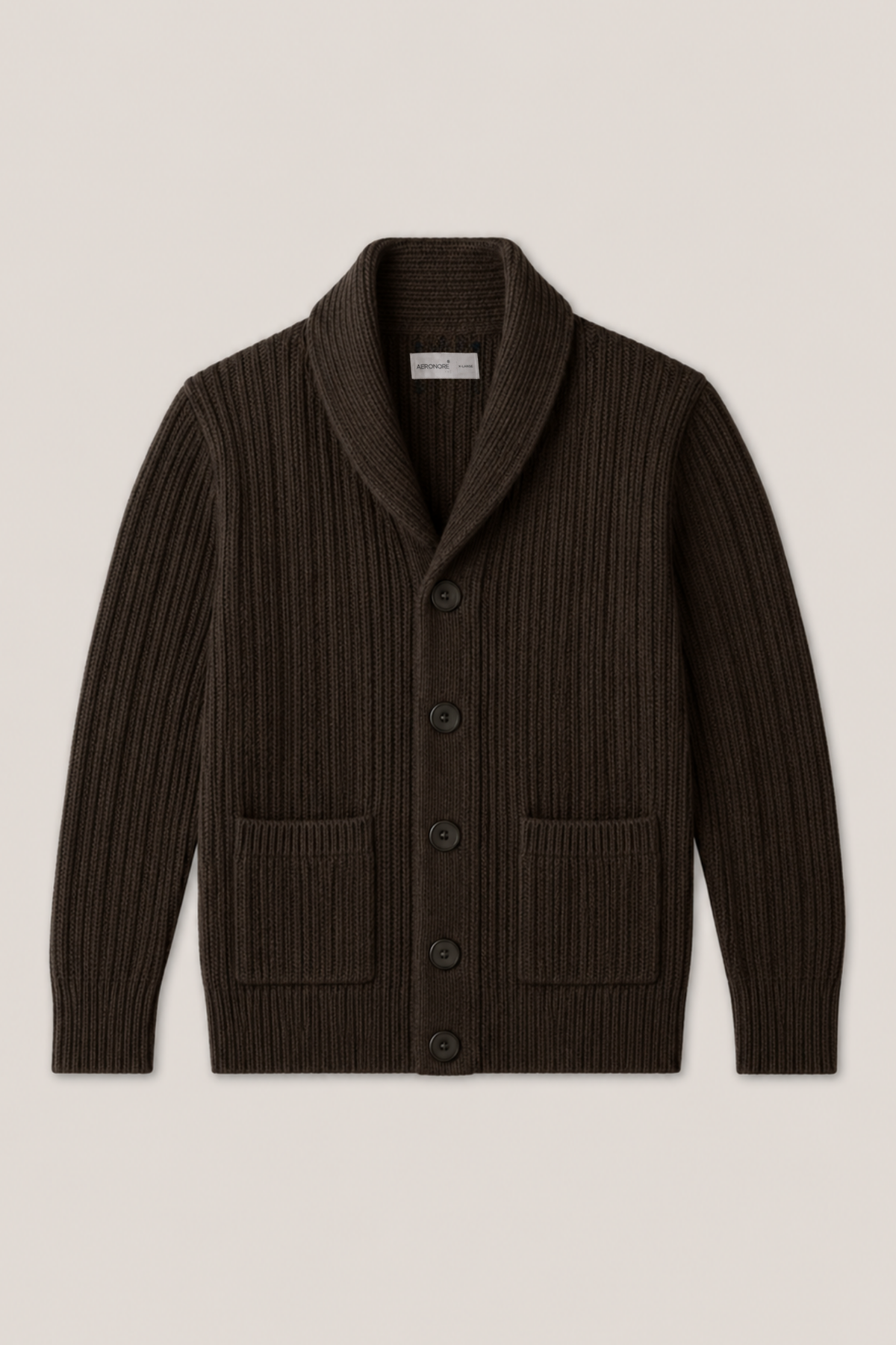 Heritage Rib Knit Cardigan Sweater - Dark Brown
