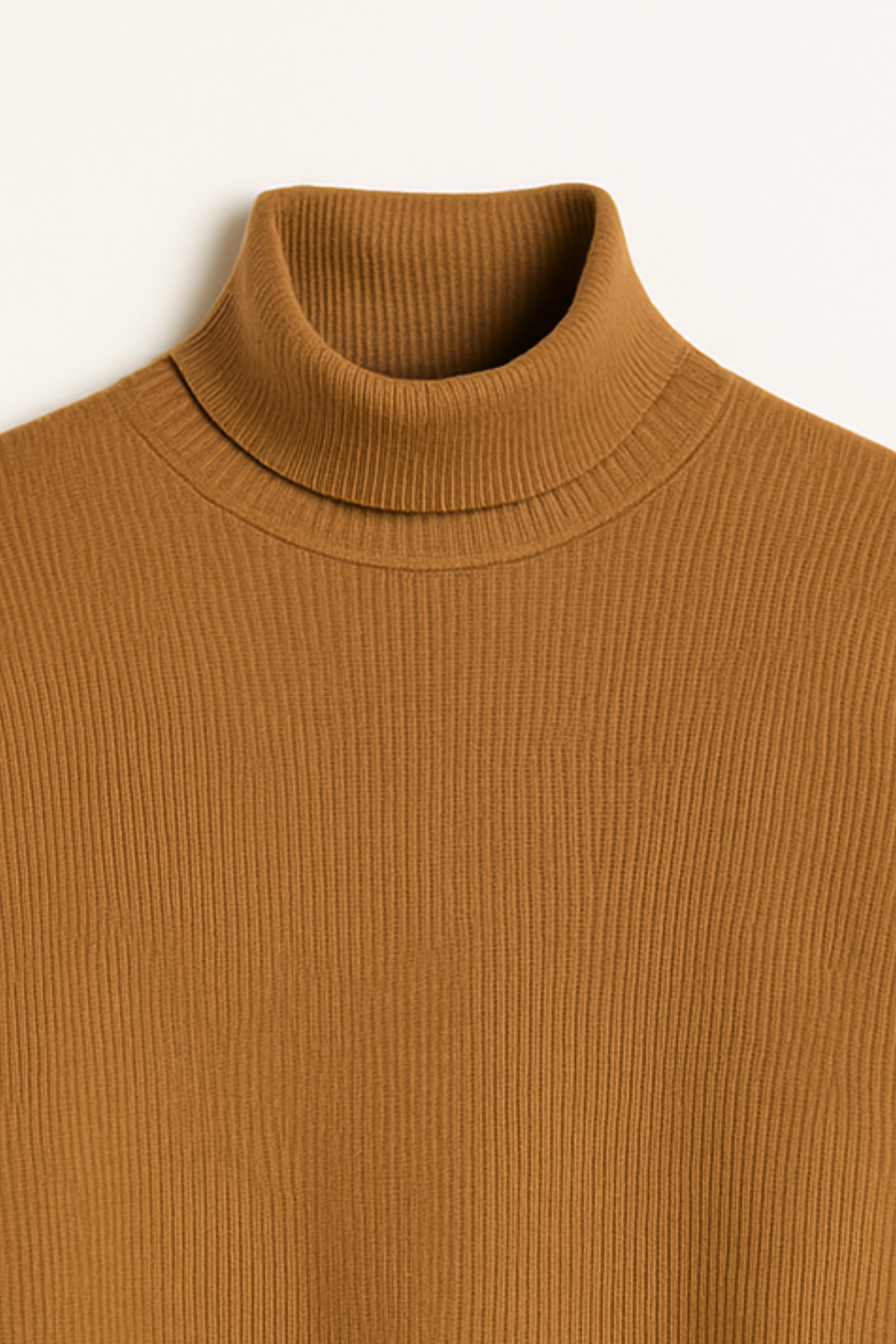 Rib Cotton Turtleneck - Camel