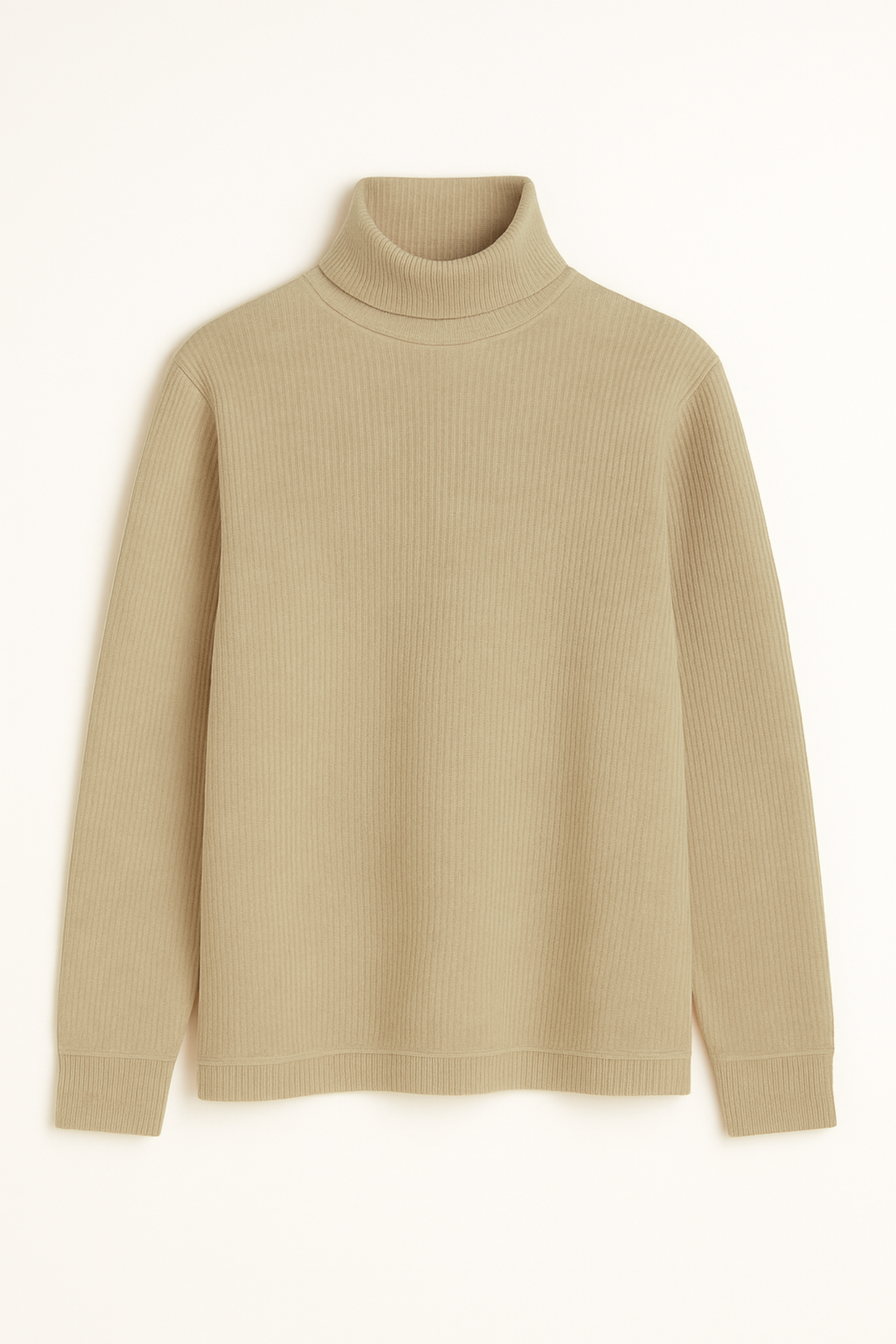Rib Cotton Turtleneck - Desert Sand