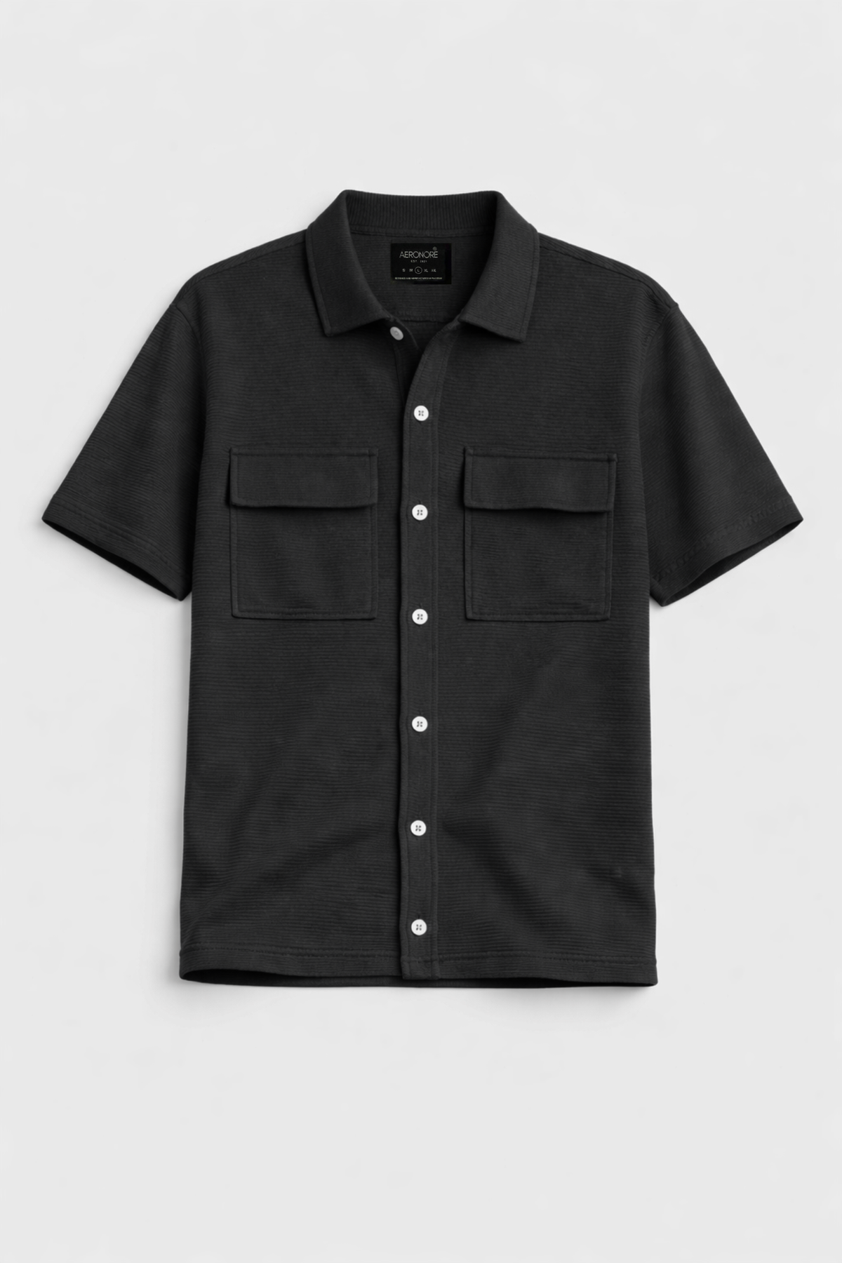Ottoman Double Pocket Overshirt - Carbon Black