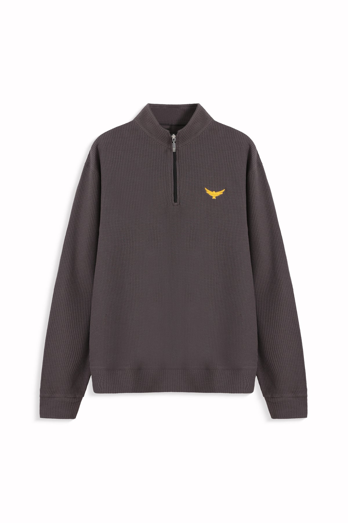 Thermal Mock Neck Half Zip Sweater - Raven