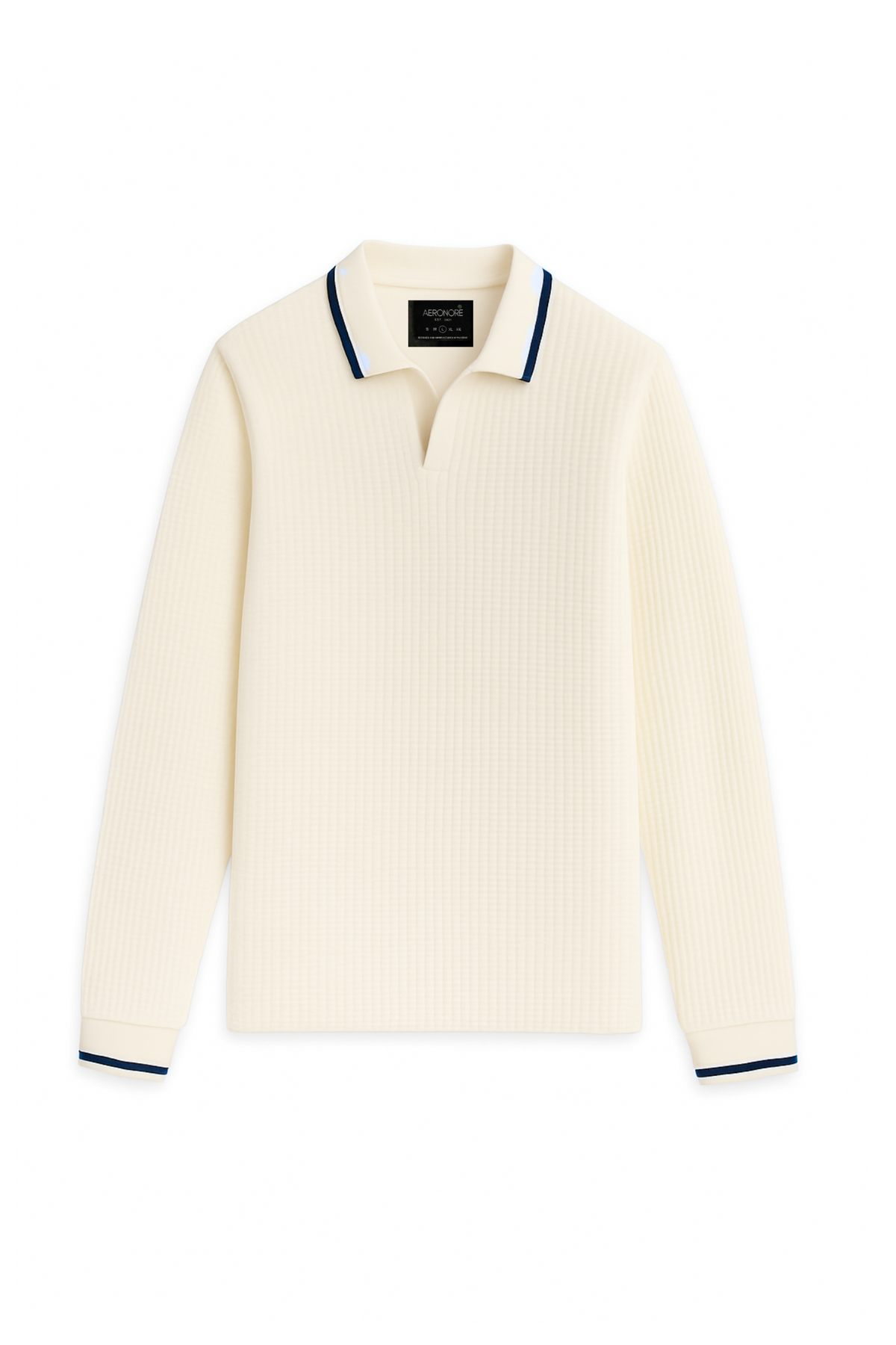 Cotton Waffle Knit Tipping Full Polo - Serenity