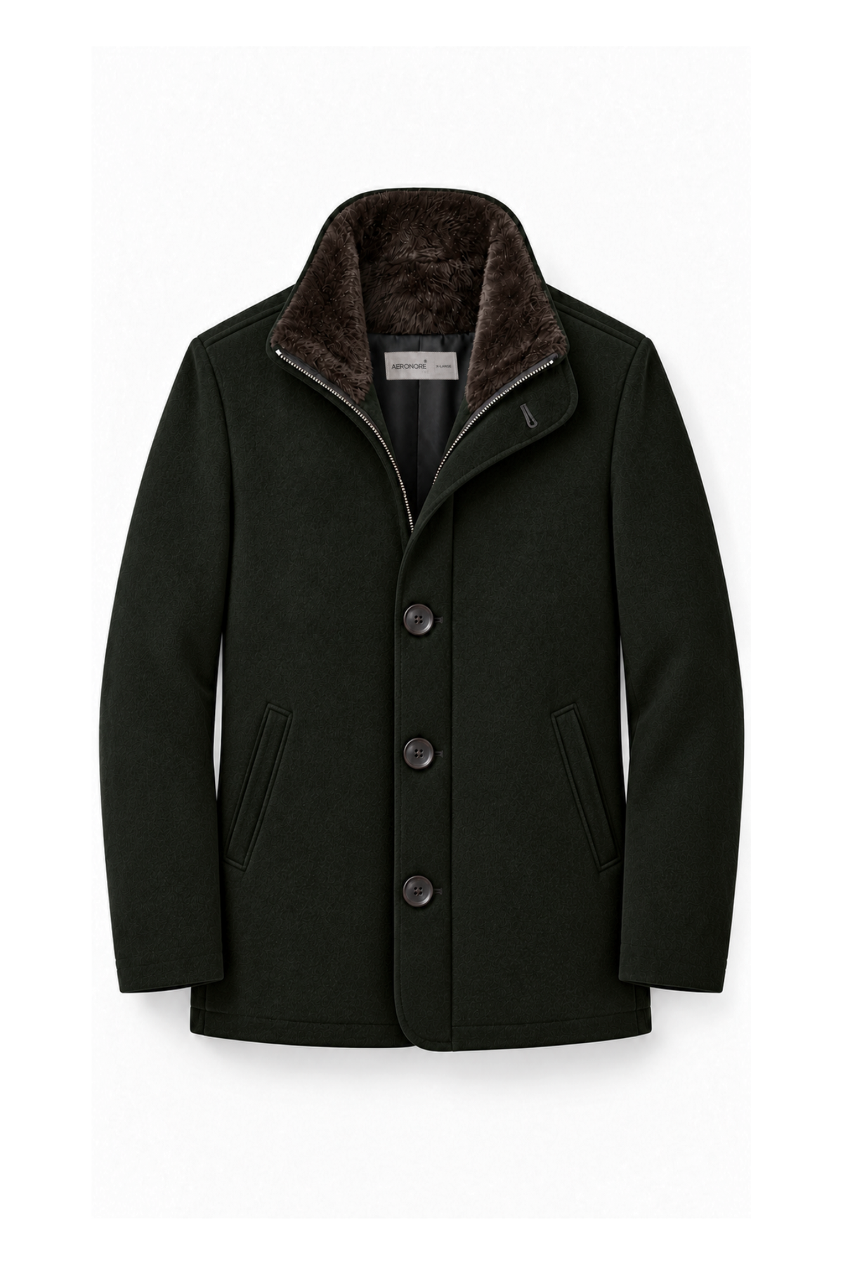 Kingsley Pure Wool Stand-Collar Jacket – Dark Forest