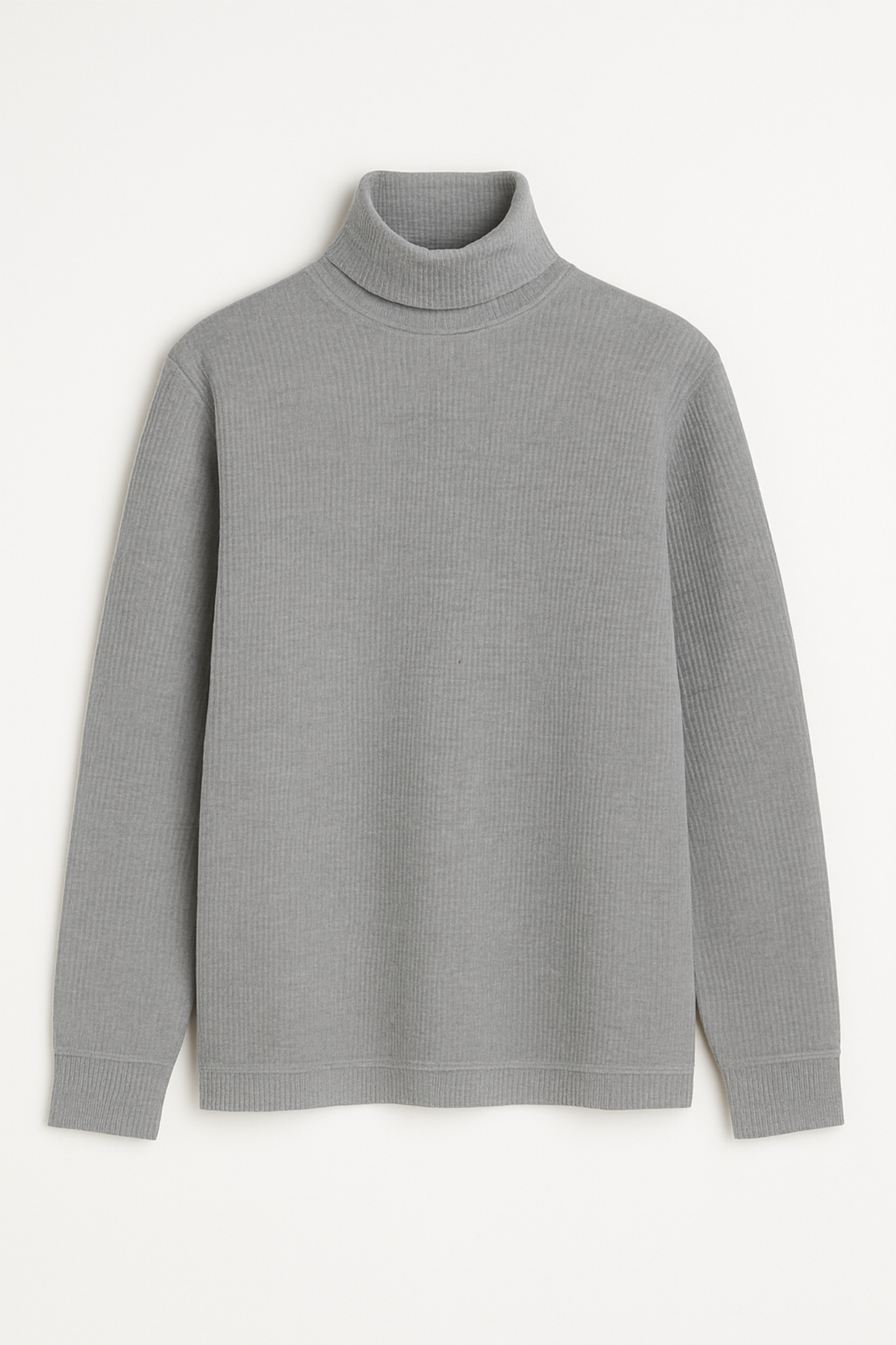 Rib Cotton Turtleneck - Heather Grey