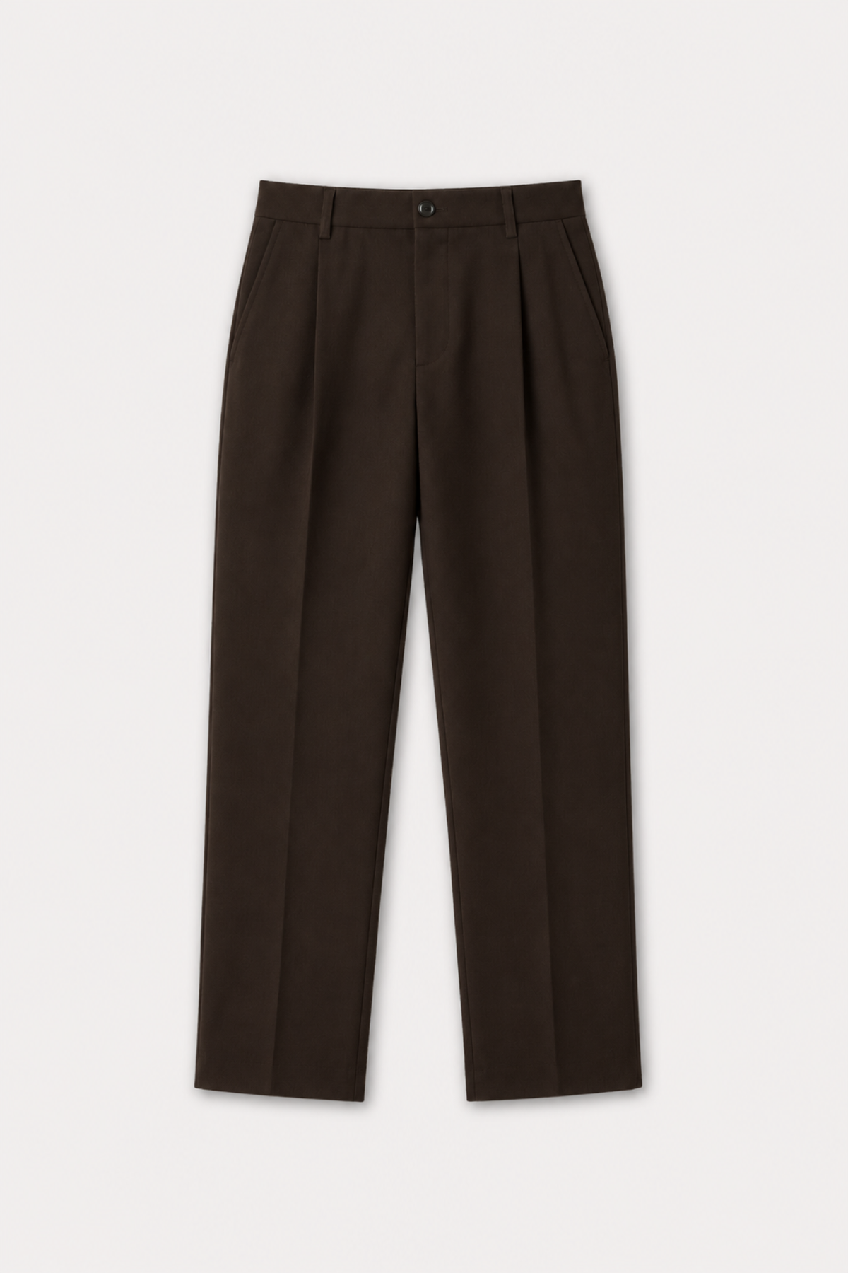 Straight Pleated Pant - Espresso Brown