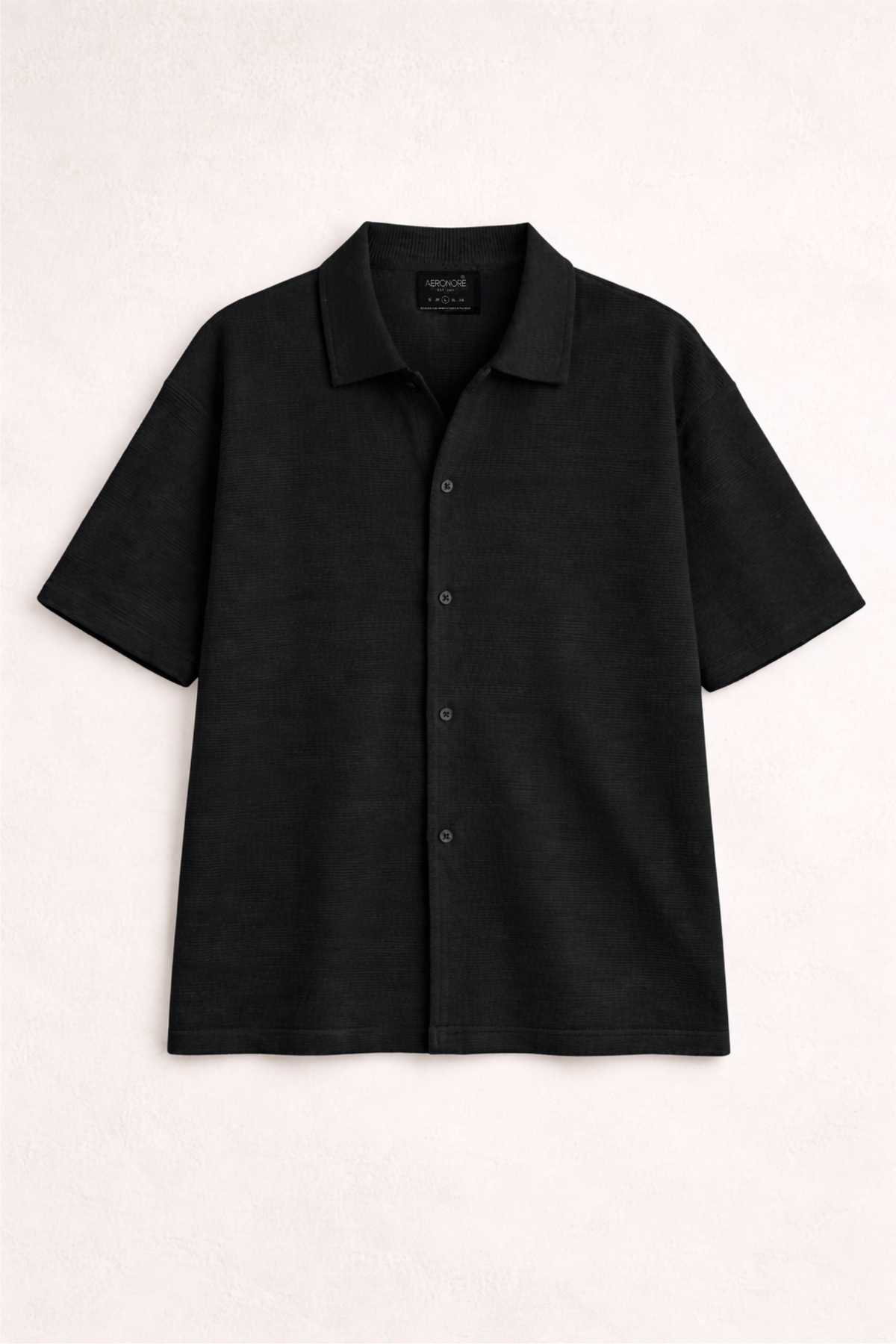 Ottoman Oversized Collar Shirt - Midnight Black