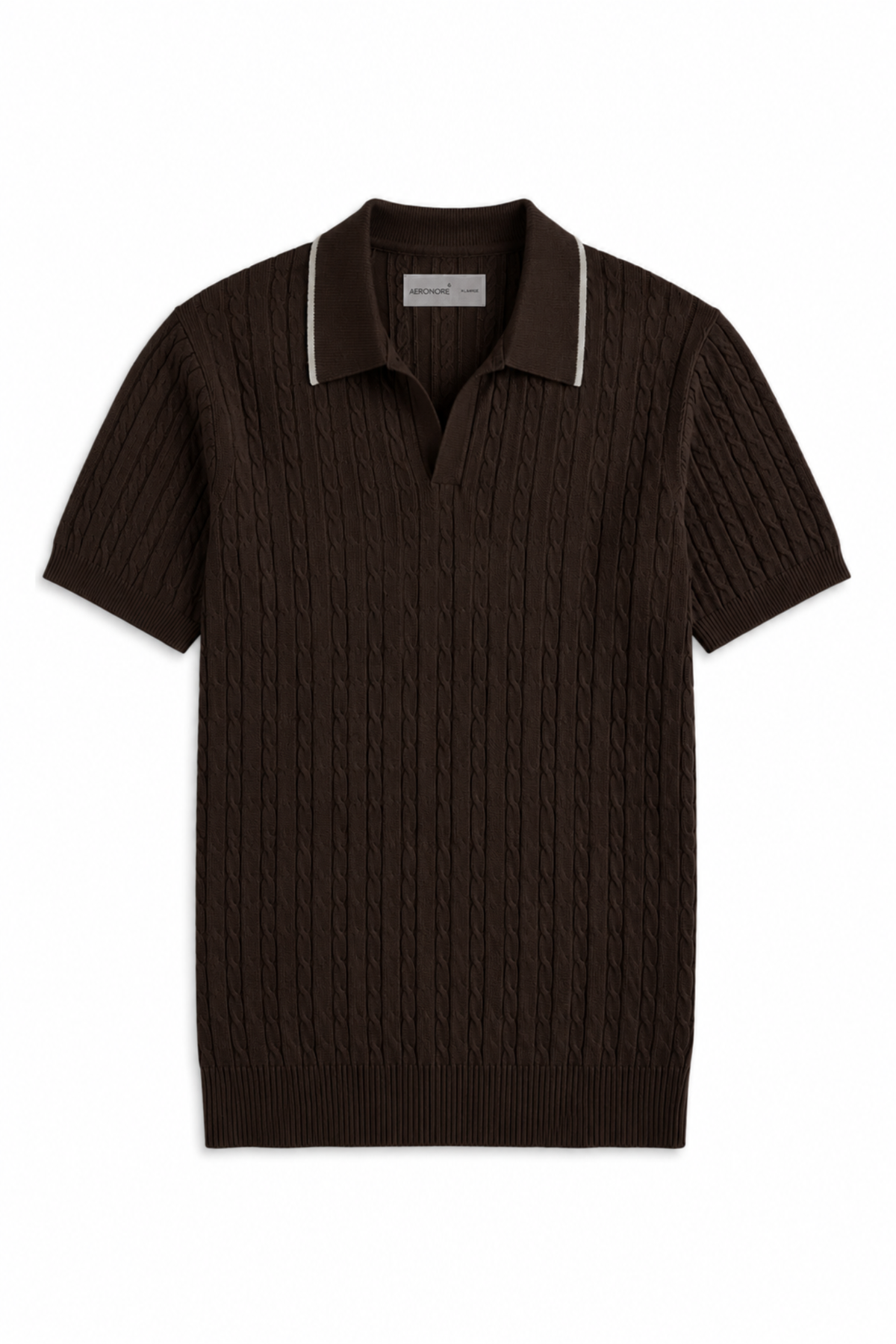 Cotton Cable Knit Polo - British Tan